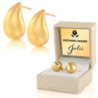 Srebrne kolczyki krople łezki 925 pozłacane z grawerem prezent dzień mamy