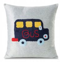 Poszewka ALVIN 2 45x45 cm stalowy autobus dekoracyjnana jasiek dla dziecka