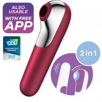 Stymulator łechtaczki z wibratorem Dual Love Red Satisfayer