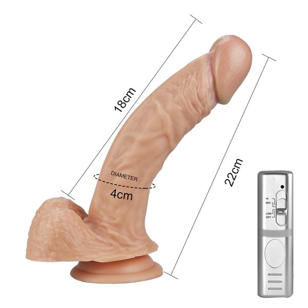 8.5"" Real Extreme Vibrating Dildo Flesh zdjęcie 5