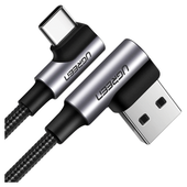 kabel usb do usb-c, kątowy ugreen us176, 3a, 1m (czarny)