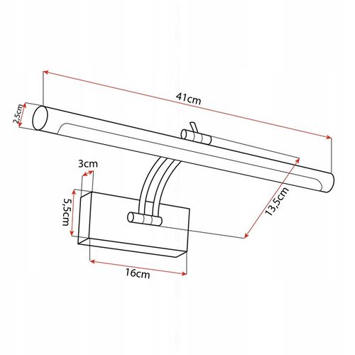 Kinkiet LED łazienkowy czarna lampa nad lustro 12W 40cm neutralna na Arena.pl