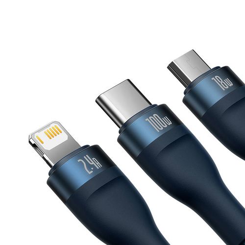 kabel usb 3w1 baseus flash series, usb-c + micro usb + lightning, 100w na Arena.pl