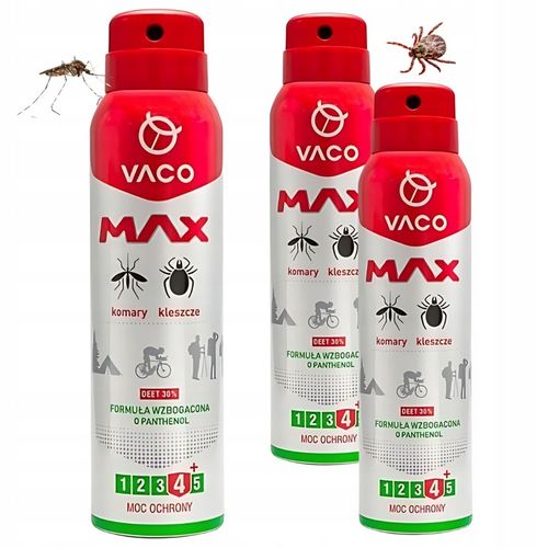 Spray na komary, kleszcze i meszki Max z DEET 30% Vaco 100 ml x 3 sztuki na Arena.pl