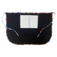 Fartuch kuchenny klasyczny z kieszonką do nadruku - czarny z kolorową lamówką - białe słowiańskie kwiaty