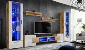 Pan Igiełka Meblościanka LED RGB + Pilot Czarny Biały Dąb Wotan  Salon
