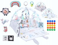 Duża Mata Edukacyjna Miękka Interaktywna 4w1 Poduszka Minky 20 piłek