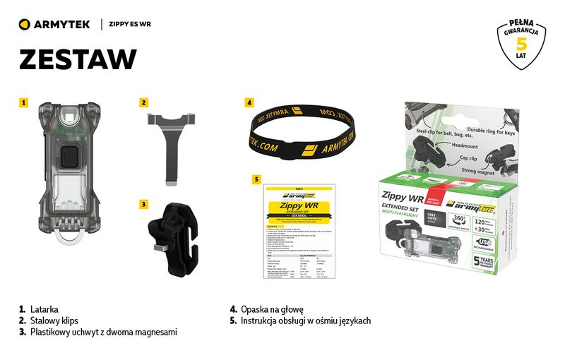 Latarka Armytek Zippy WR Extended Set Yellow zdjęcie 14