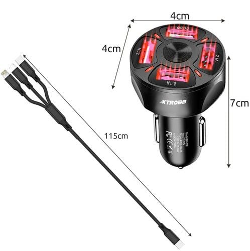 Ładowarka Samochodowa 4X Usb + Kabel Xtrobb 19907 zdjęcie 7