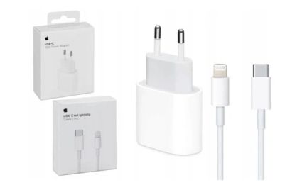 ORYGINALNA SZYBKA ŁADOWARKA DO APPLE IPHONE 20W+KABEL USB-C LIGHTNING 1M ! na Arena.pl