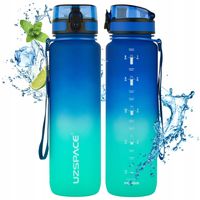 BUTELKA NA WODĘ 1L TRITAN Bidon z miarką motywacyjną niebiesko-turkusowy