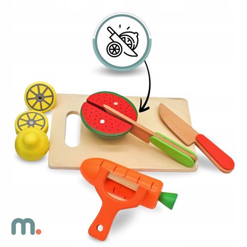 Drewniane Owoce i Warzywa Do Krojenia Zestaw XXL ze Skrzynką 17 elementów na Arena.pl