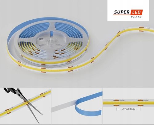 Taśma LED listwa COB 12V Neon Linia 5 metrów mocna neutralny 1080lm / na Arena.pl