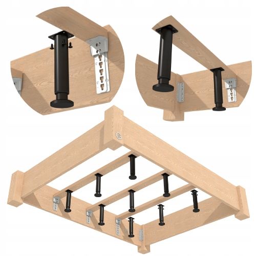 METALOWE NOGI DO ŁÓŻKA SZAFEK MEBLI REGULOWANE 178 - 300 mm CZARNE 4 na Arena.pl