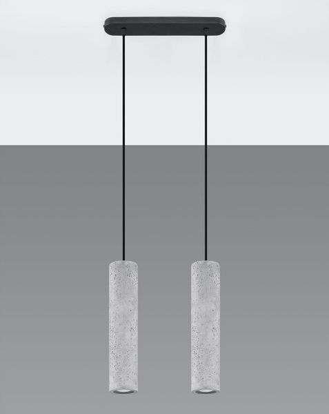 Betonowa LAMPA wisząca SL.0654 tuba OPRAWA ZWIS okrągły na listwie szare czarne zdjęcie 2