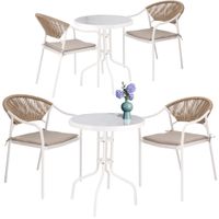 zestaw mebli ogrodowych meble ogrodowe na balkon taras beżowy krzesła stół