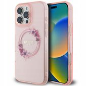 ETUI GUESS NA IPHONE 16 6.1" RÓŻOWE MAGSAFE FLOWERS WREATH