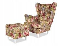 fotel uszak ari print z podnóżkiem skandynawski family meble róże beż