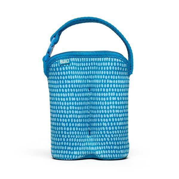 BUILT Bottle Buddy - Termoopakowanie do butelek podwójne (Dribble Dots Blue) zdjęcie 1