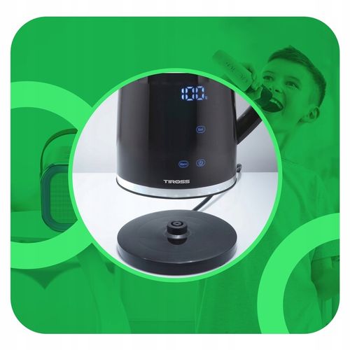 Czajnik elektryczny Tiross wewnętrzne ze stali nierdzewnej 2200 W czarny na Arena.pl