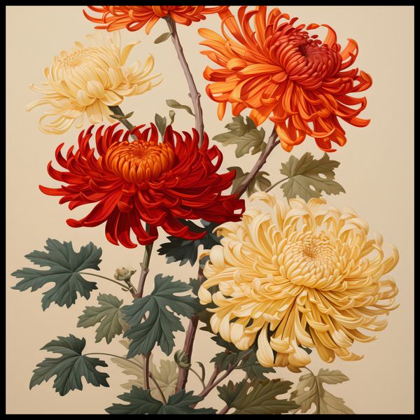 Plakat 70x70cm Tańczące Chryzantemy zdjęcie 2