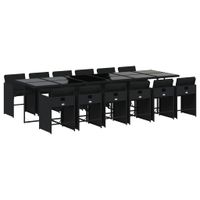 13-cz. zestaw mebli do ogrodu, poduszki, czarny, rattan PE