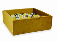 Suchy basen z piłeczkami 600 sztuk 110x110x40 Velvet zloty (żółte, jasnomiętowe, metaliczny grafit, białe, perłowe)