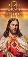 Banery Dekoracja do ołtarza kościoła Boże Ciało JEZU UFAM TOBIE 300x150cm