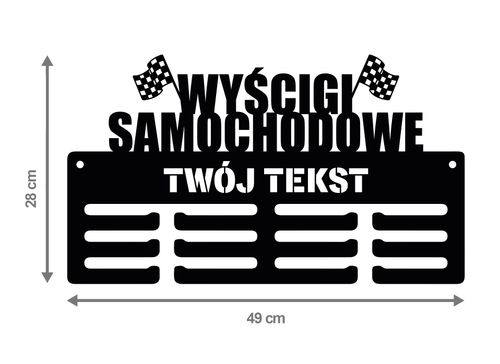 Wieszak na medale WYŚCIGI SAMOCHODOWE twoje imię dowolny tekst 142.3 na Arena.pl