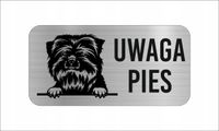 GRAWER Tabliczka nierdzewna LAMINAT 20x10 UWAGA PIES Pinczer małpi