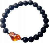 BRANSOLETKA męska BURSZTYN hematyt LAWA WULKANICZNA - 20cm