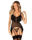 czarny transparentny gorset i stringi sherila obsessive xl/2xl