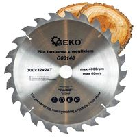 PIŁA TARCZA WIDIOWA DO CIĘCIA DREWNA 300x32 24 ZĘBY TNĄCE GEKO G00148