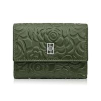 portfel damski skórzany zielony w orientacji poziomej rfid