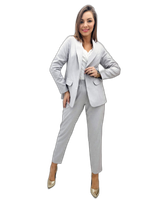 LETNI CASUALOWY GARNITUR Z PRZEWIEWNEJ TKANINY ROZMIAR 48 SZARY