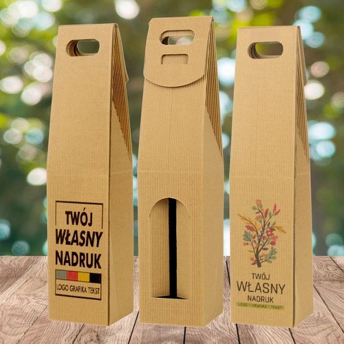 Torebka Pudełko na Wino z Okienkiem LOGO Nadruk Full Kolor 40x9x9 cm 30 szt na Arena.pl