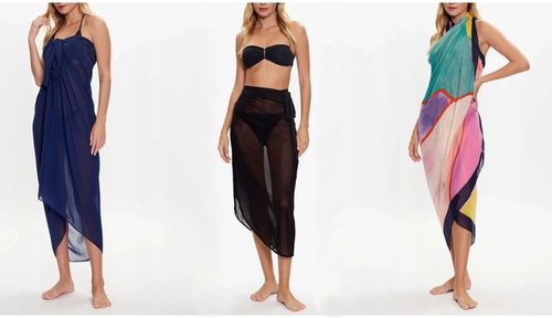 PAREO CHUSTA PLAŻOWA FRĘDZLE narzutka tunika SZAL W PANTERKĘ - modne KOLORY na Arena.pl