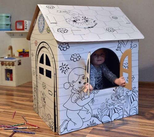 DOMEK DLA DZIECI DUŻY DO MALOWANIA KOLOROWANKA KARTONOWY XXL Z TEKTURY na Arena.pl