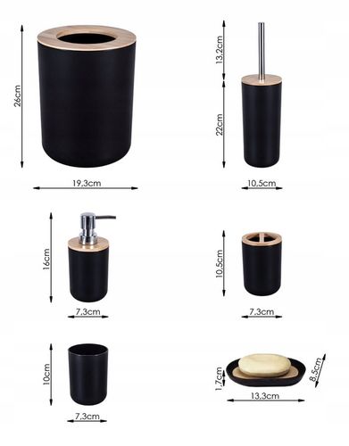 Zestaw łazienkowy akcesoriów łazienkowych 6 elementów kosz szczotka do WC na Arena.pl