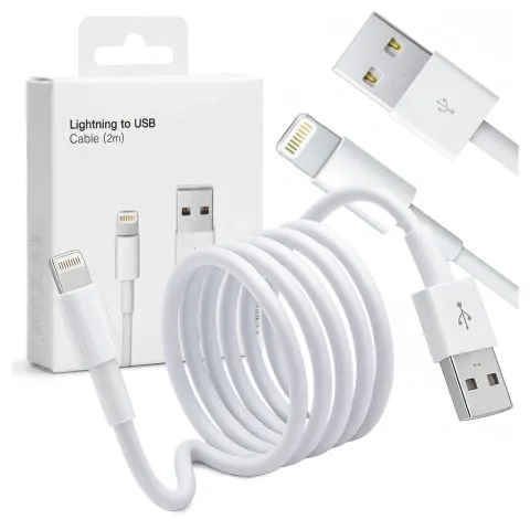 Kabel 2m Lightning do USB-A USB do Apple iPhone, iPad, iPod BOX Biały zdjęcie 1