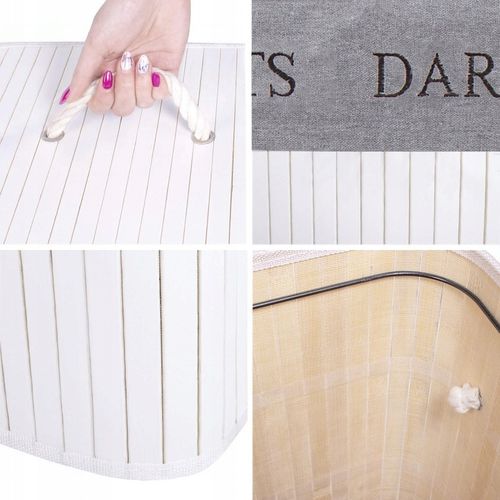 KOSZ BAMBUSOWY NA PRANIE BIELIZNĘ DWUKOMOROWY Z POKRYWĄ POJEMNIK DUŻY 100L na Arena.pl