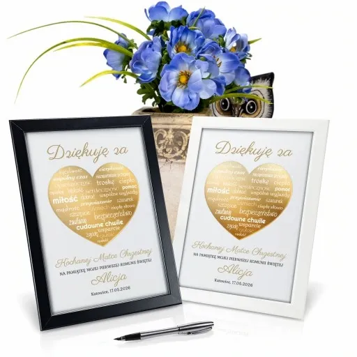 Podziękowania KOMUNIA Św DLA CHRZESTNYCH RAMKA 3D DZIADKÓW PREZENT obraz zdjęcie 11
