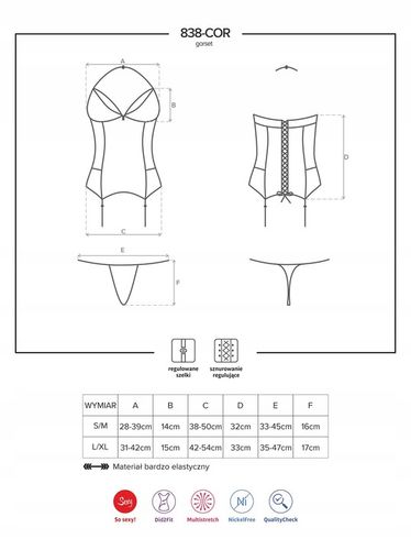 Bielizna-838-COR-3 gorset i stringi L/XL na Arena.pl