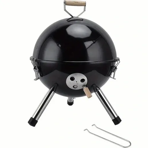 GRILL KOPUŁOWY OGRODOWY ZAMYKANY GRIL Z POKRYWKĄ WĘGLOWY BRYKIET OKRĄGŁY zdjęcie 2