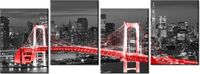 45CM 120 OBRAZ 4 ELEM TOKYO MOST TĘCZOWY CZERWIENI ŚCIENNY