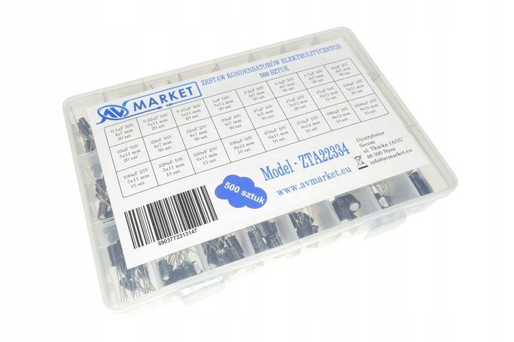 ZESTAW KONDENSATORÓW ELEKTROLITYCZNYCH 500 SZTUK zdjęcie 2