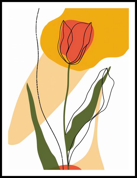 Plakat 60x80cm Przerysowany Tulipan zdjęcie 3
