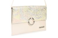 Różowo- kolorowa oryginalna damska torebka kopertówka na pasku usztywniana W63