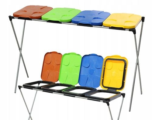 stojak do segregacji odpadów (4-stanowiskowy) niebieski, zielony, brązowy na Arena.pl