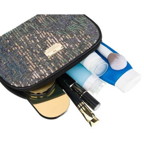 czarna kosmetyczka z materiału syntetycznego, jednokomorowa i zamykana na Arena.pl